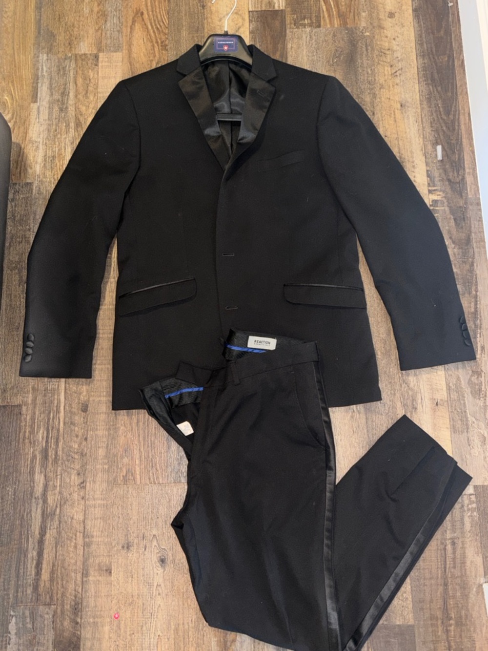 Kenneth Cole Reaction Black Satin-Trim Tuxedo Jacket & Pants Set